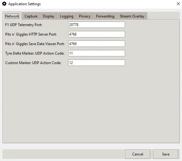 Pits n' Giggles settings